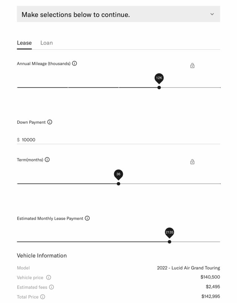 Lucid Motors Lease Calculator How Much Does It Cost To Lease A Lucid