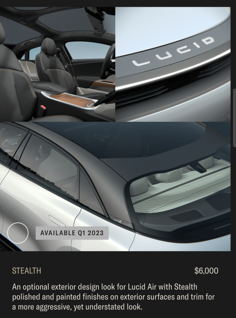 Stealth Look Now Available In Lucid Air Configuration Tool Lucid